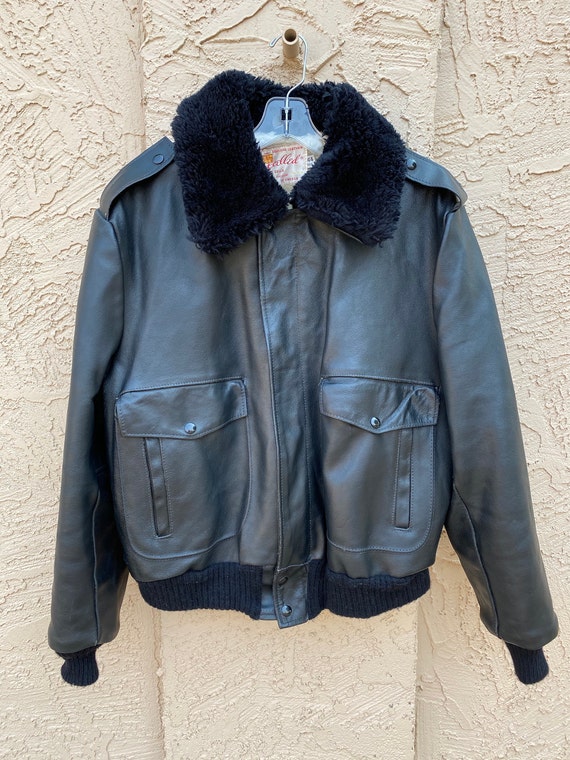 Vintage Excelled Black Leather Flight Bomber Jacke