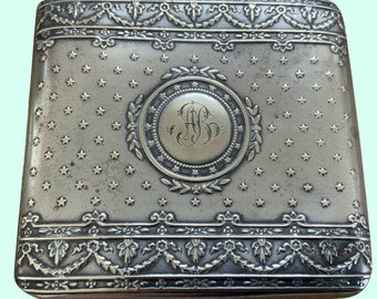 Vintage, monogrammed silver plated cigarette box