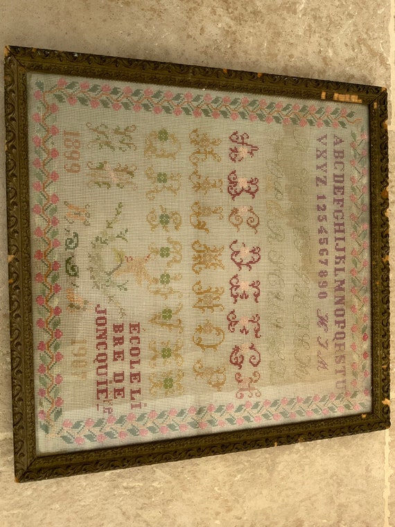 カラフルな1907年フランスのサンプラー - Etsy 日本