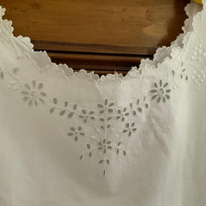 Vintage French cotton embroidered chemise