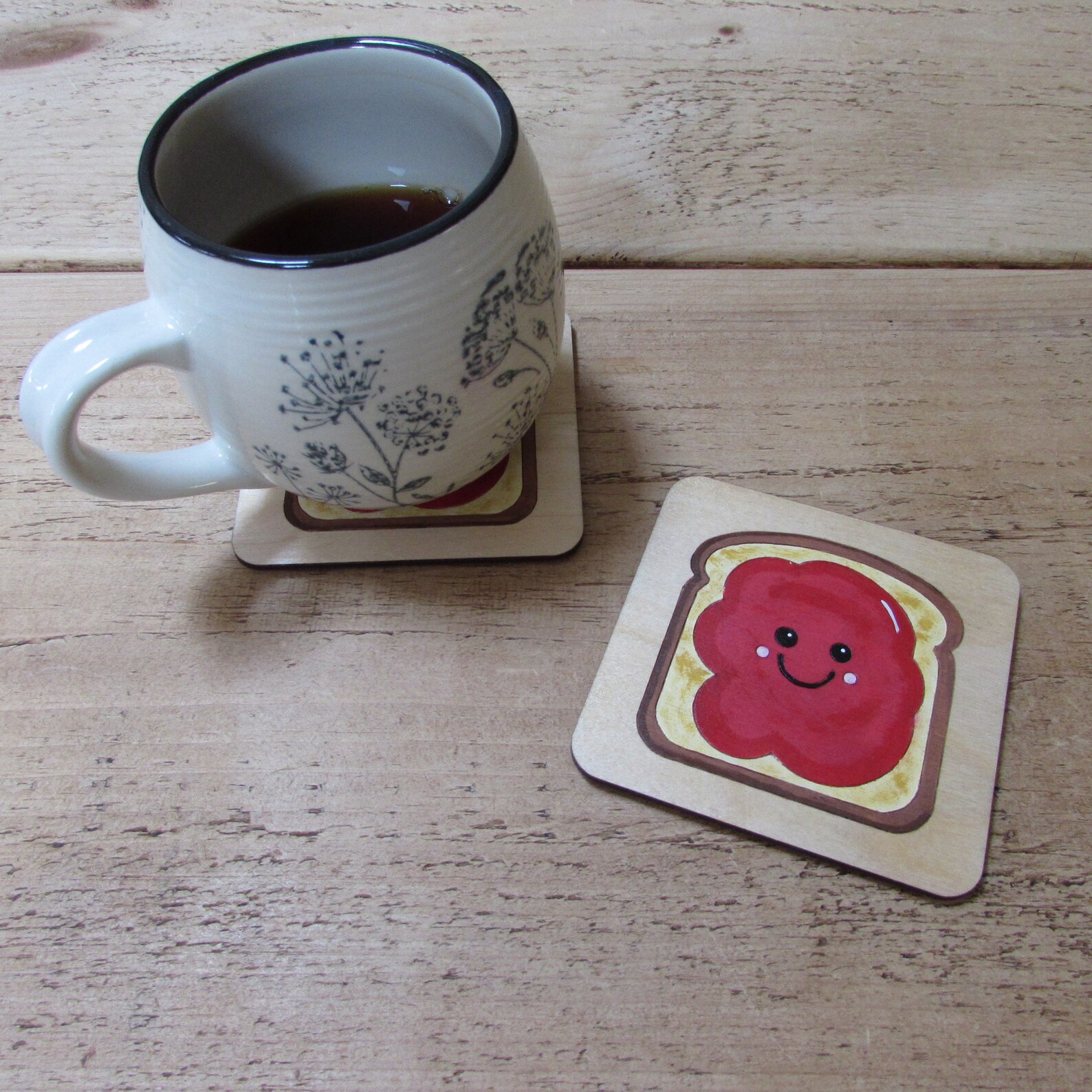 Jam on Toast Kawaii Coasters Coasters Tableware Toast Etsy