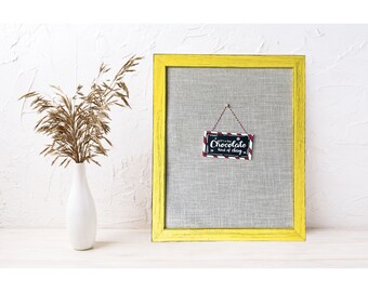 SOUTHERN YELLOW Framed Fabric Corkboard Bulletin Board Linen Pin Board Memo Board Rustic Farmhouse Frame GIFT