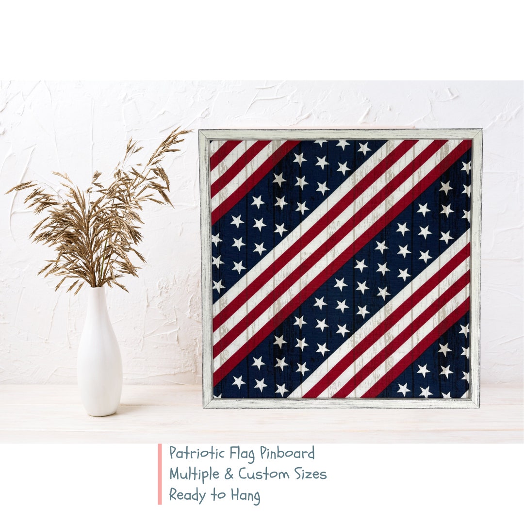 AMERICAN FLAG FRAMED Pinboard, Bulletin Board, Farmhouse Solid Wood ...