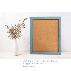 Smokey Blue Rustic Farmhouse Framed CorkBoard Bulletin Board