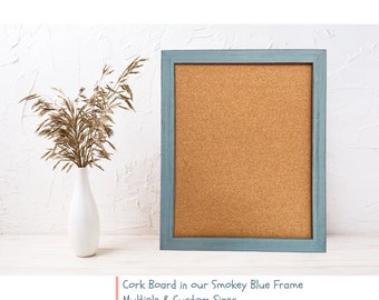 Farmhouse Bulletin Board Framed - Rustic Solid Wood & Cork, Multiple Sizes