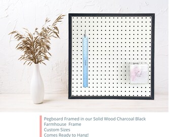 FRAMED PEGBOARD In A Solid Wood Farmhouse Frame, Office Decor Organizer, Custom Sizes, Multiple Colors!