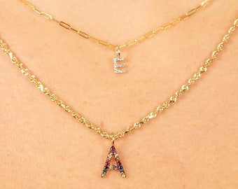 Fine Letter Necklace - Etsy