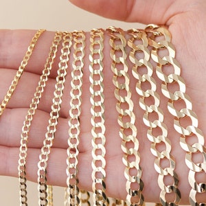 10k Gold Curb Link Chain Necklace/ Solid 10k Gold / Cuban Link Chain / 16 18 20 22 24 26 28 30 inch / Unisex Men's Women's / Gift