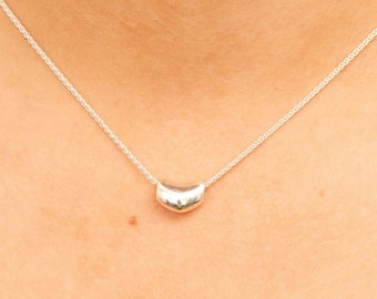 Silver Bean Charm Pendant Necklace / 925 Sterling Silver / Kidney Bean Charm / Unisex Men's Women's / Gift for Him & Her