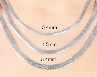 Herringbone Necklace / 925 Sterling Silver / Snake Herringbone Chain / 16 18 20 22 24 inch / Unisex Men's Women's / Gift for Him & Her