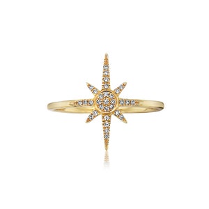 Diamond Starburst Ring / 14k Gold / Gold Ring / Statement Ring / Pave Diamond / Stacking Ring / Celestial Jewelry / Star Ring