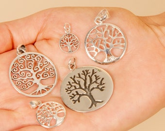 Silver Tree of Life Necklace / 925 Sterling Silver / Charm Pendant / Unisex Men's Women's / Gift for Him & Her