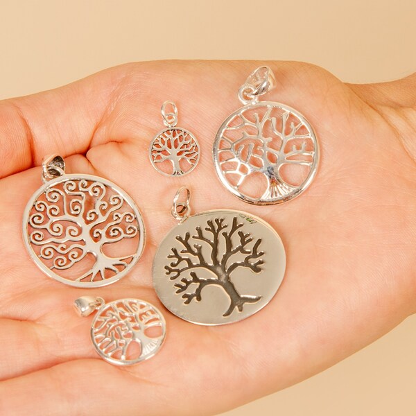 Silver Tree of Life Necklace / 925 Sterling Silver / Charm Pendant / Unisex Men's Women's / Gift for Him & Her