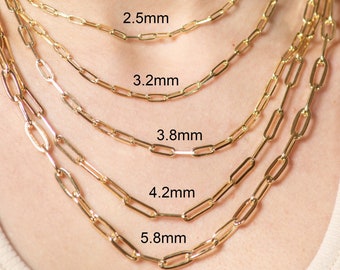 Gold Paperclip Chain Necklace / Gold Plated / Sterling Silver 925 / Paper Clip Necklace / Oval Link Chain / Italian Chain