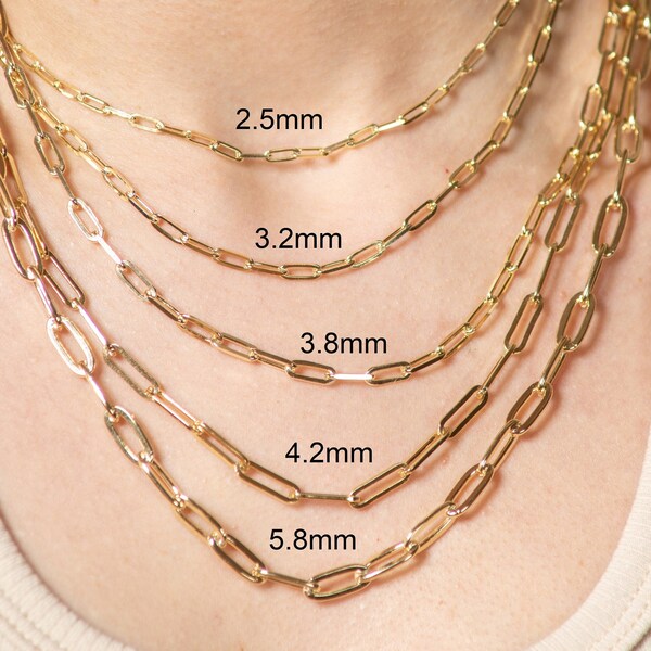 Gold Paperclip Chain Necklace / Gold Plated / Sterling Silver 925 / Paper Clip Necklace / Oval Link Chain / Italian Chain