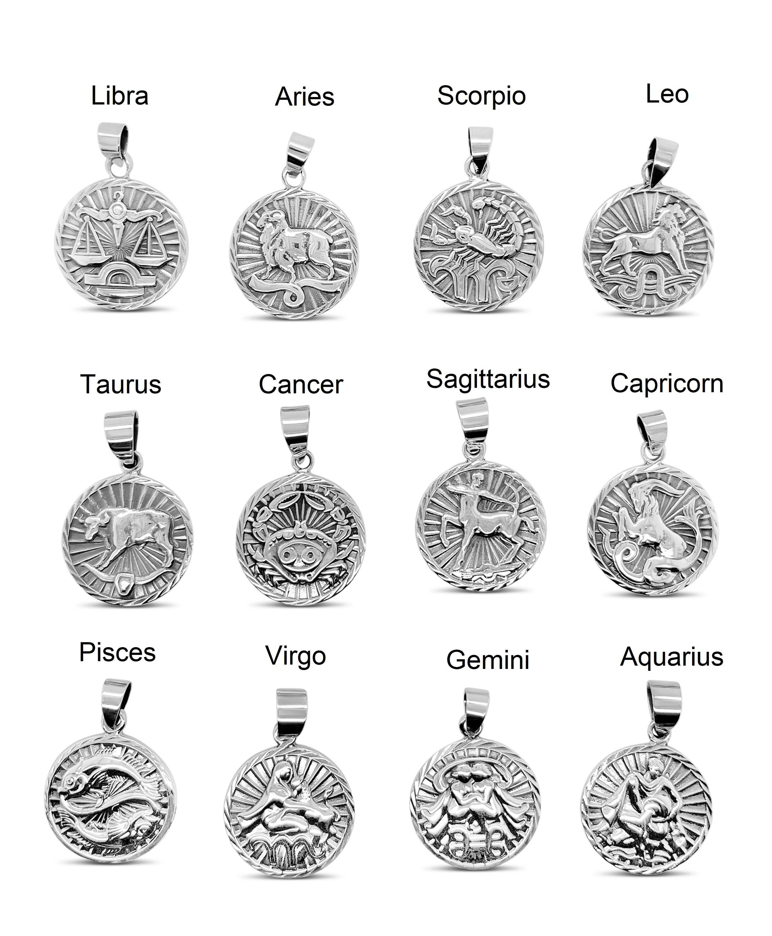 Zodiac sign necklace silver deals