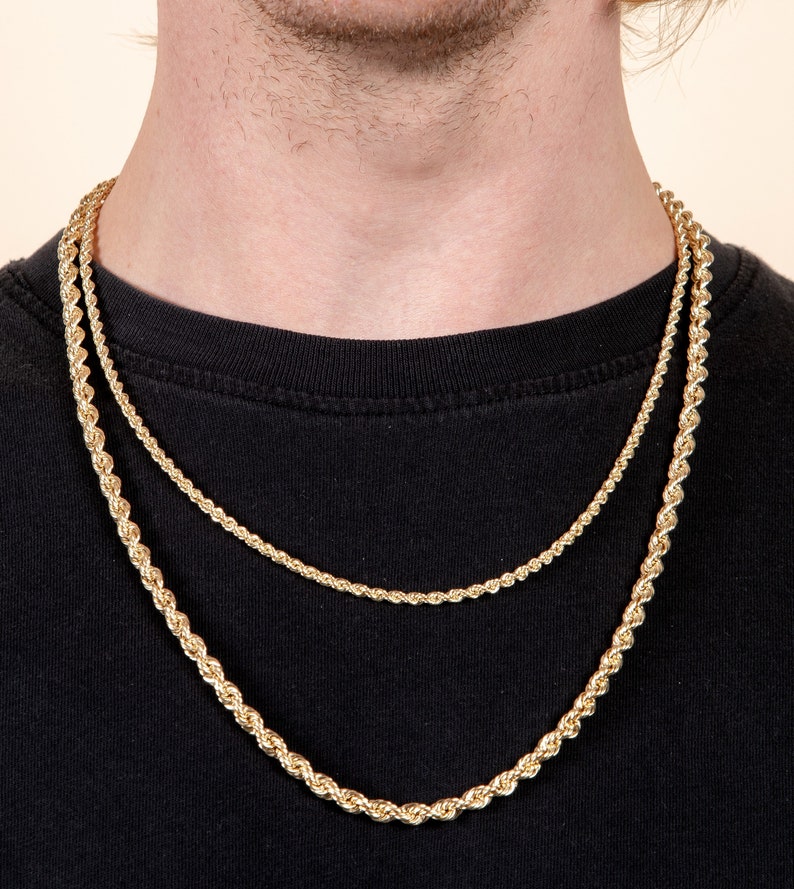 14k Gold Rope Chain Necklace / 14k Gold / 1.5mm 2mm 2.5mm / 16 Etsy