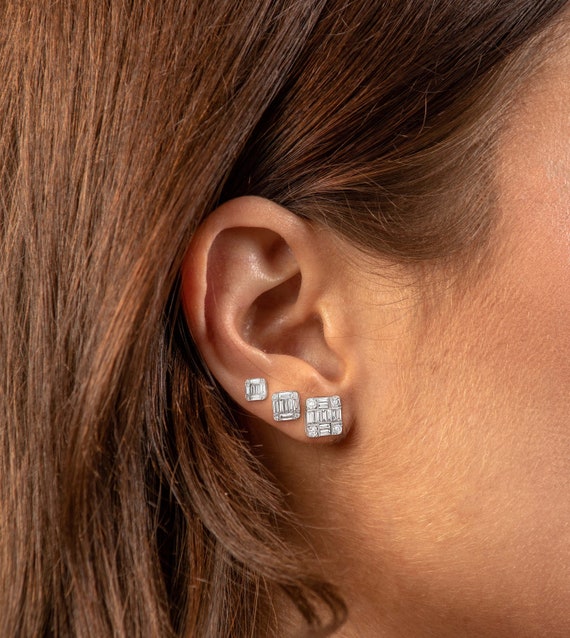 Square cluster diamond earrings online