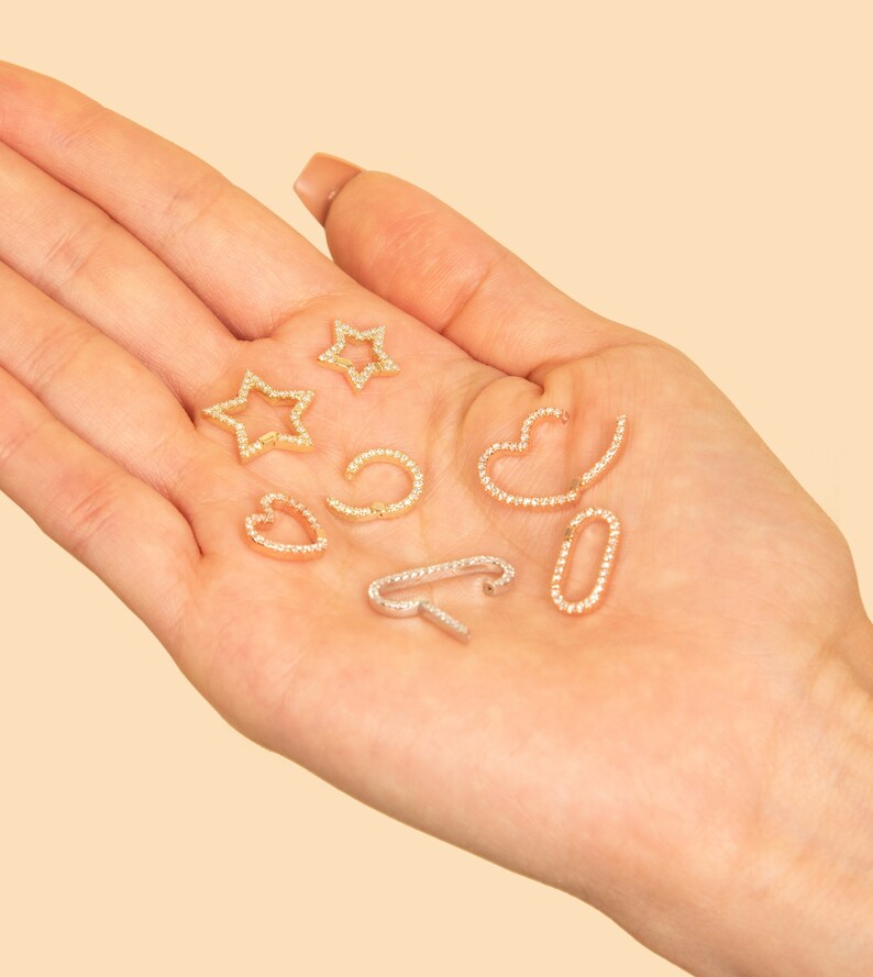 Diamond Connector Clasp / Solid 14k Gold / White Yellow Rose / Etsy