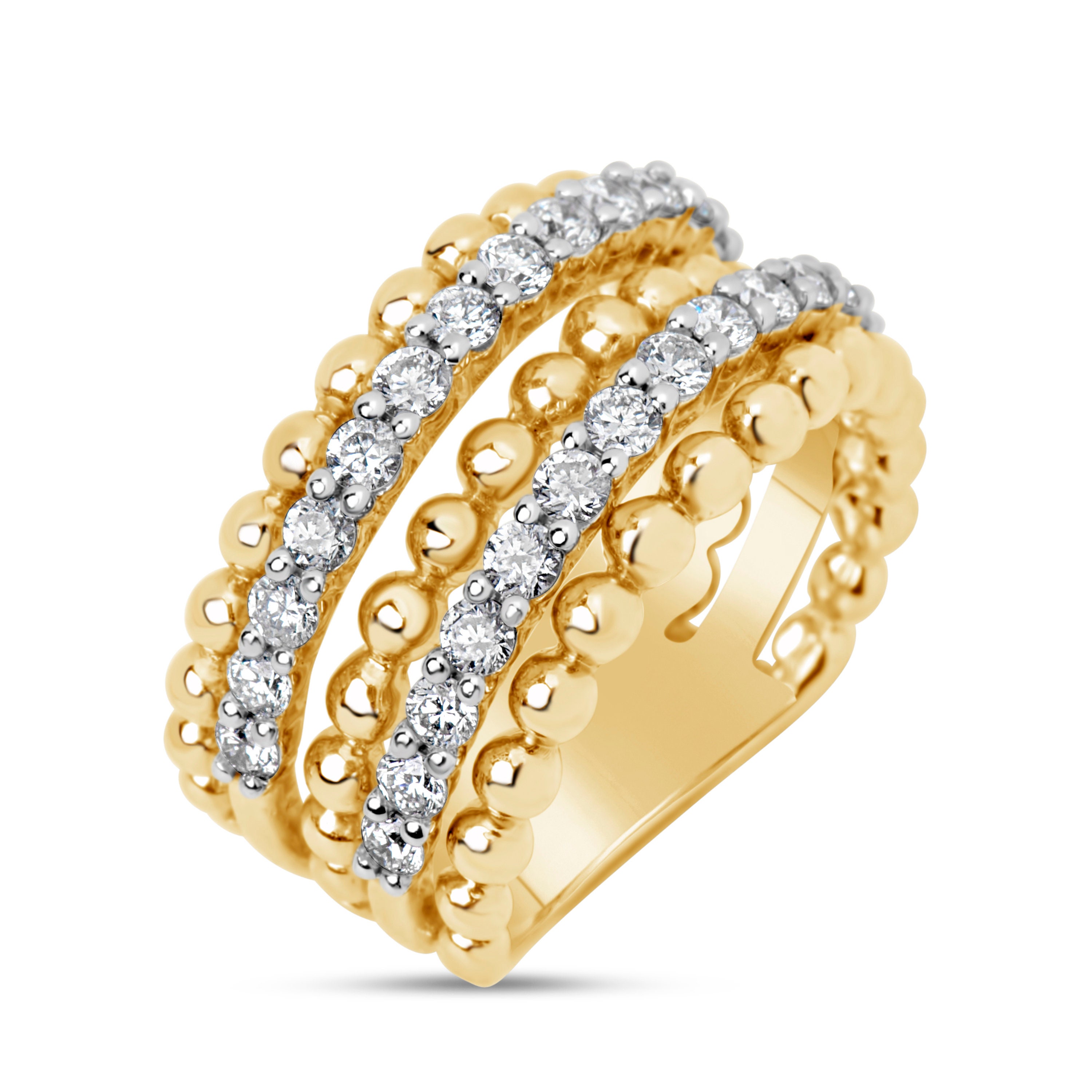 Diamond Band / Gold Bead Ring / 14k Gold / Fine Jewelry / | Etsy