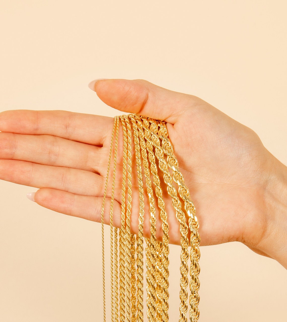 14k Rope Chain Necklace / 14k Gold Plated 925 Sterling Silver Etsy