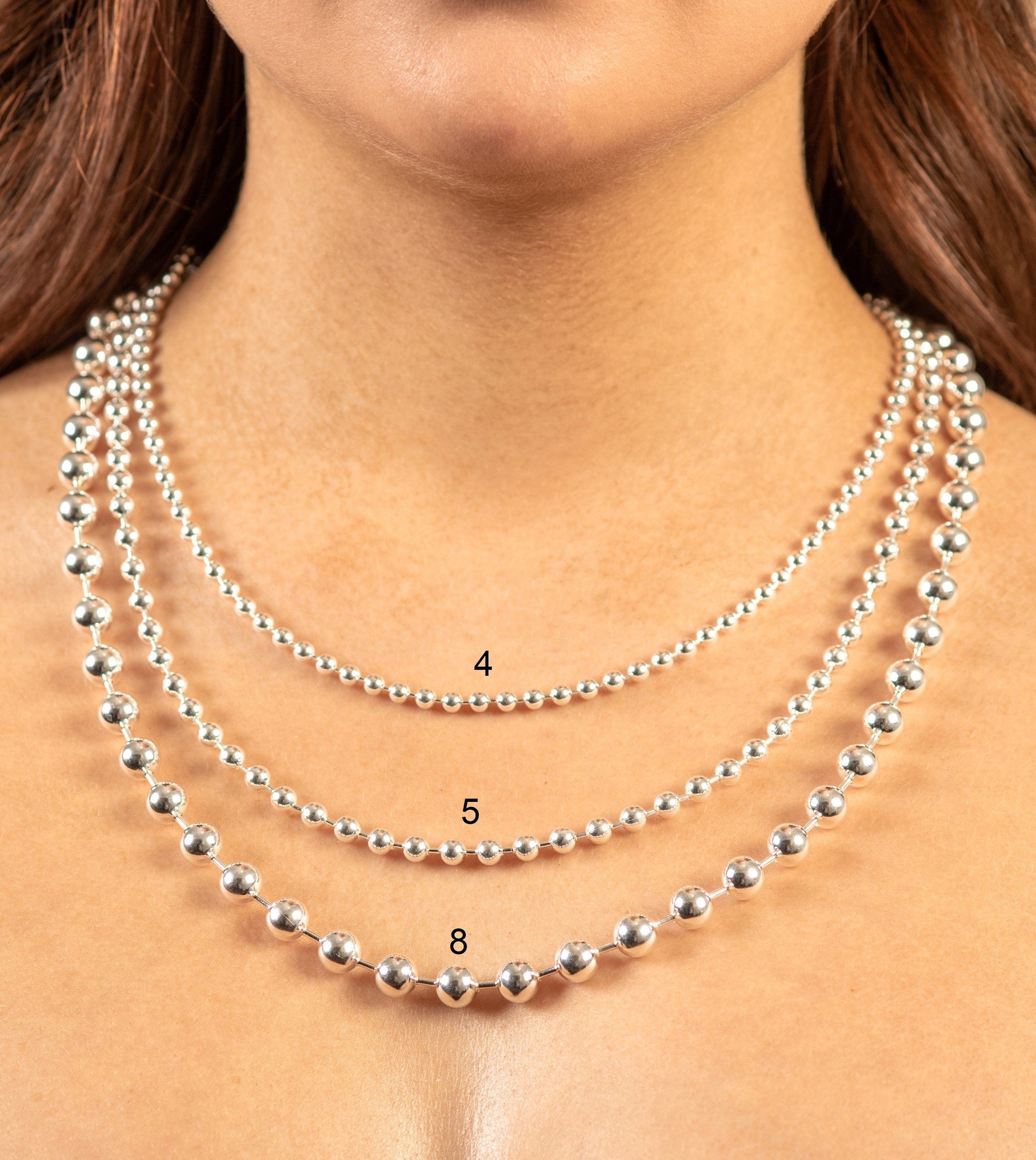 Silver Bead Chain Necklace / Solid 925 Sterling Silver / Ball Etsy