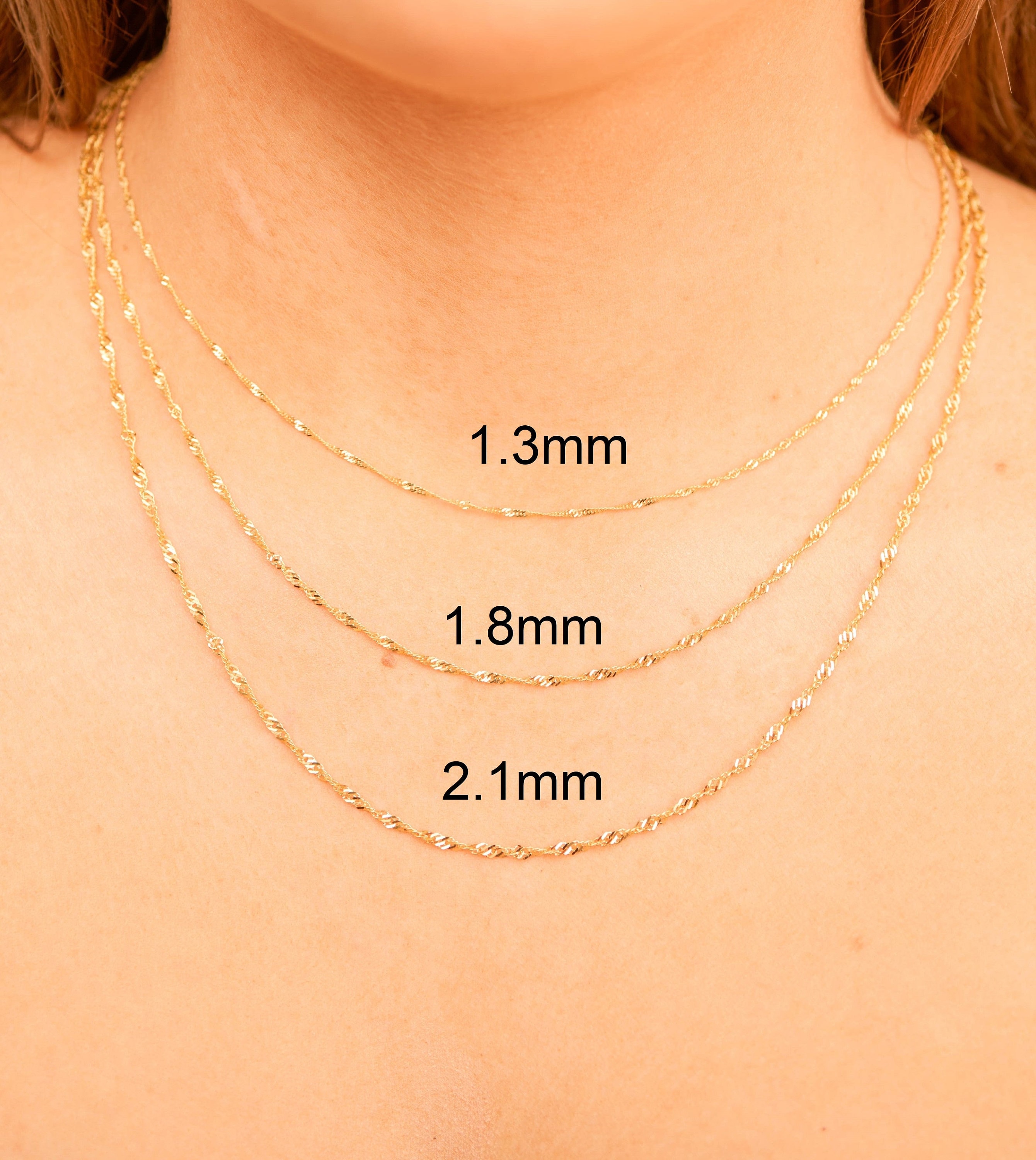 14k Gold Singapore Chain Necklace / 14k Yellow Gold / Dainty Etsy