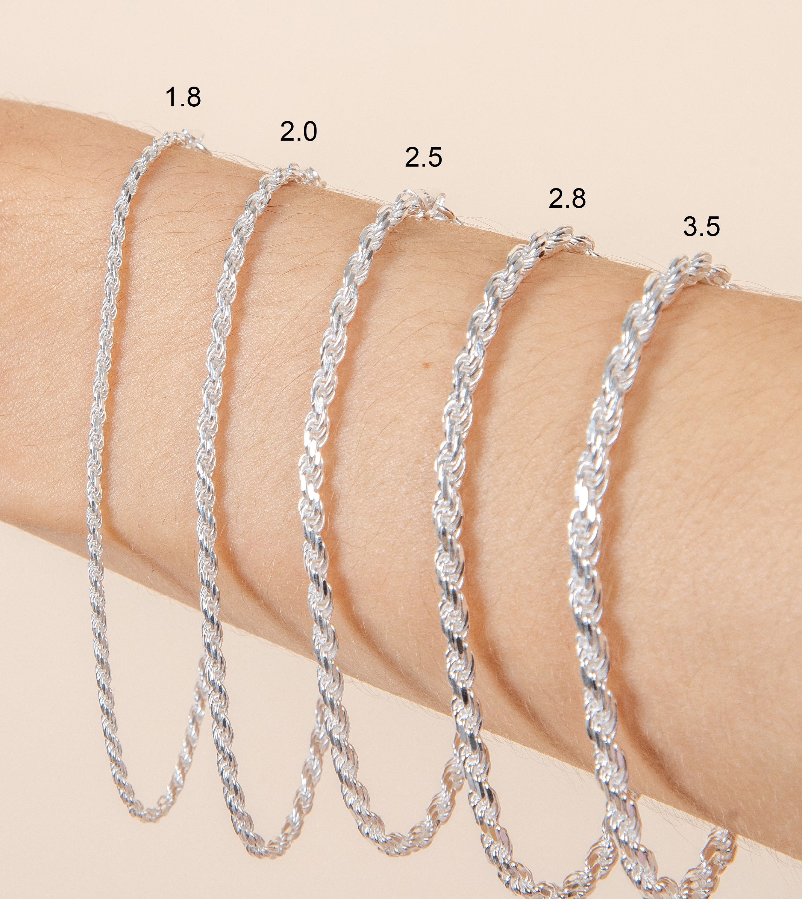 Silver Rope Bracelet / 925 Sterling Silver Rope Chain / 78 Etsy