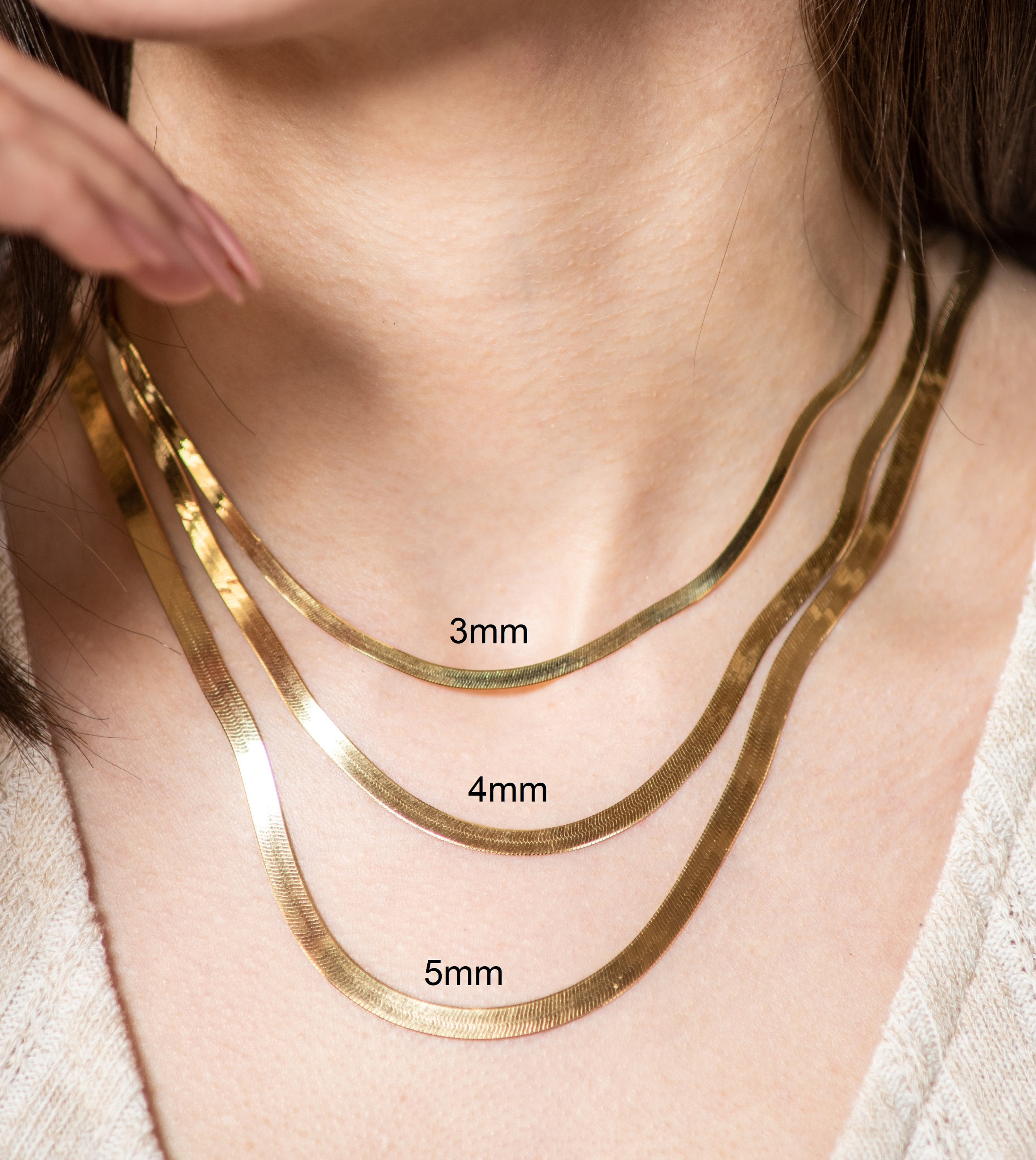 Aggregate 83+ herringbone gold necklace super hot - POPPY