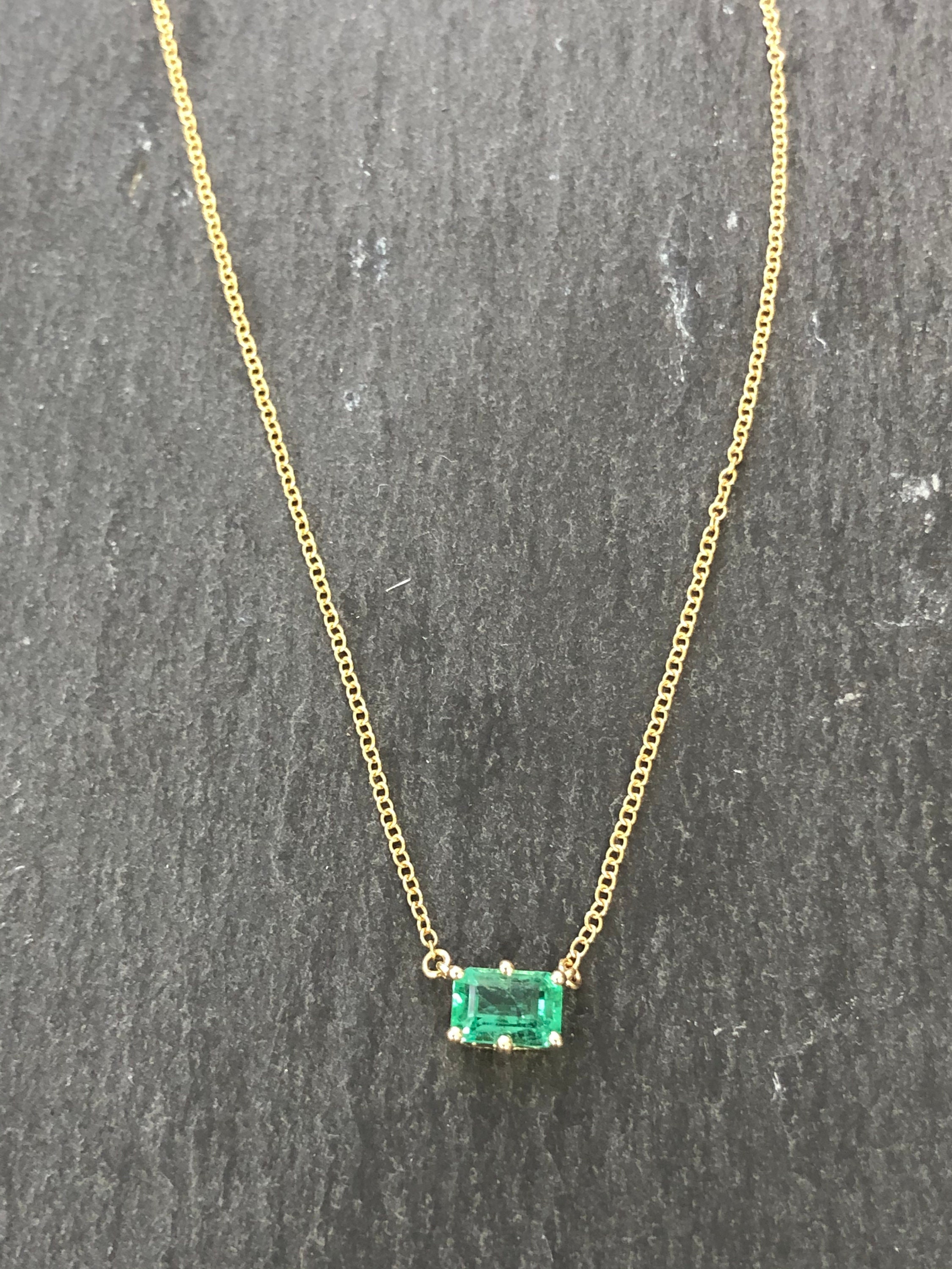 Emerald Necklace / 14k Gold / 14k Emerald / Fine Jewelry / Etsy