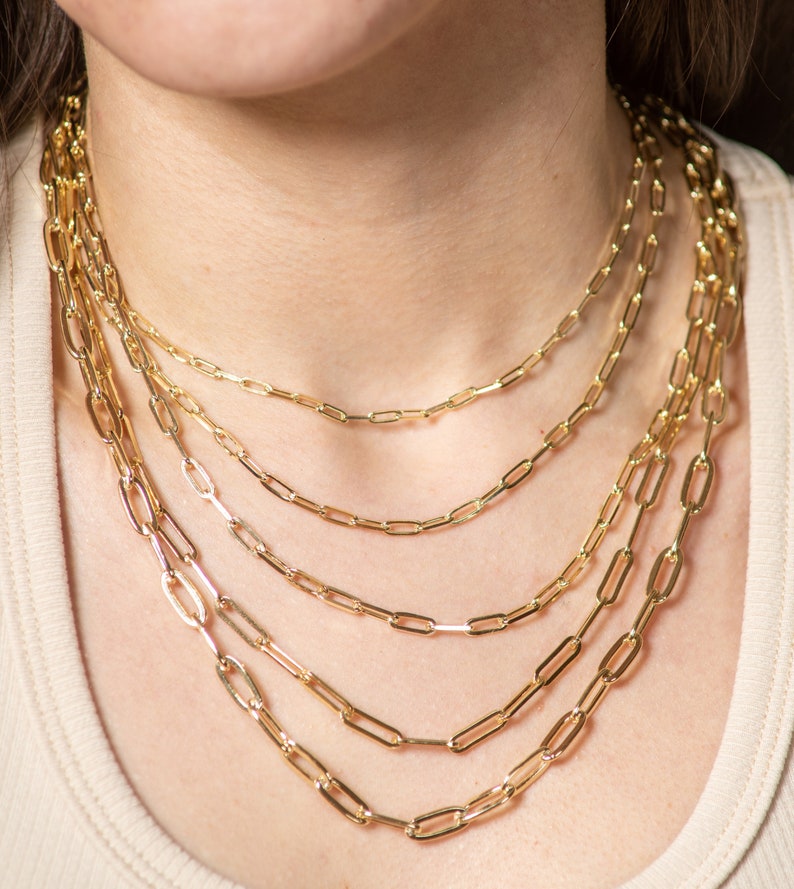 Gold Paperclip Chain Necklace / Gold Plated / Sterling Silver Etsy