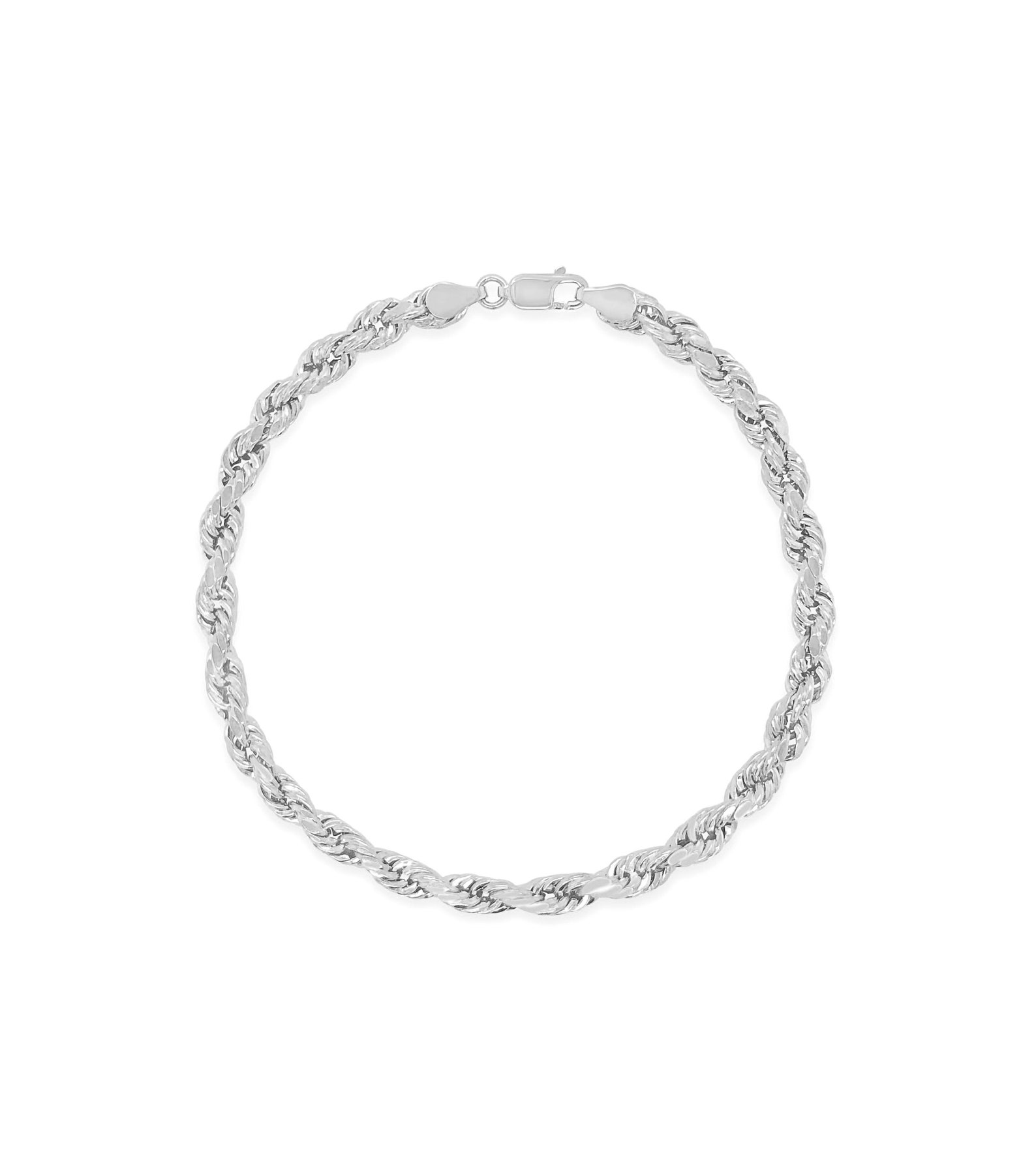 Solid 10k White Gold Rope Chain Bracelet / Diamond Cut Twisted Etsy