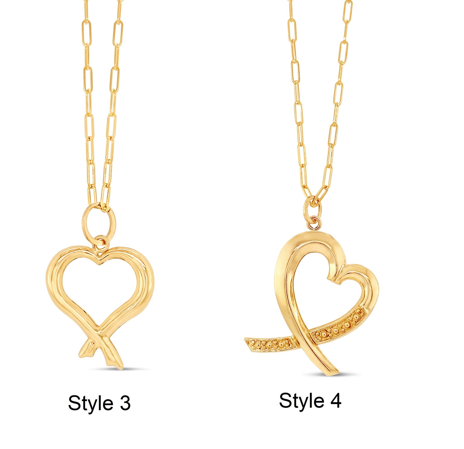 14k Gold Heart Necklace / Yellow Gold Heart Charm Pendants / | Etsy Canada