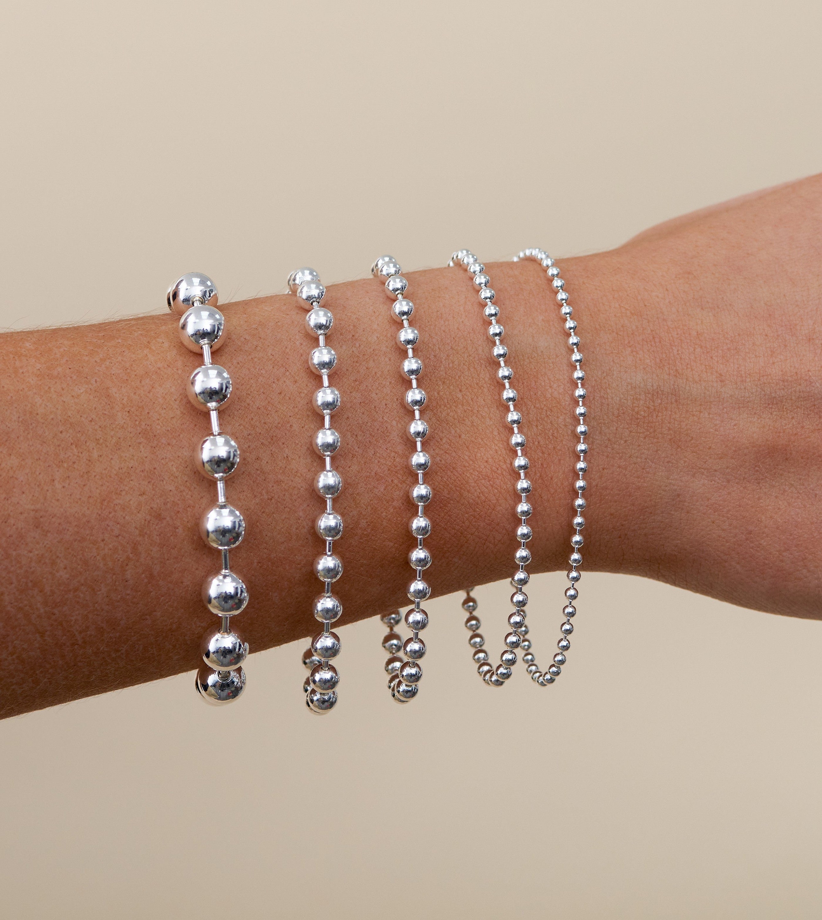 PRIMROSE Sterling Silver Bead Chain Bracelet