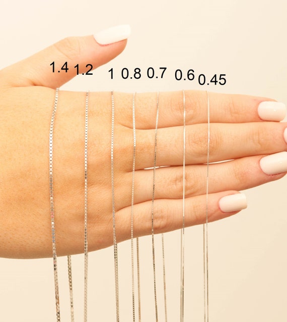 Solid 14k White Gold Box Chain Necklace Delicate Dainty Chain