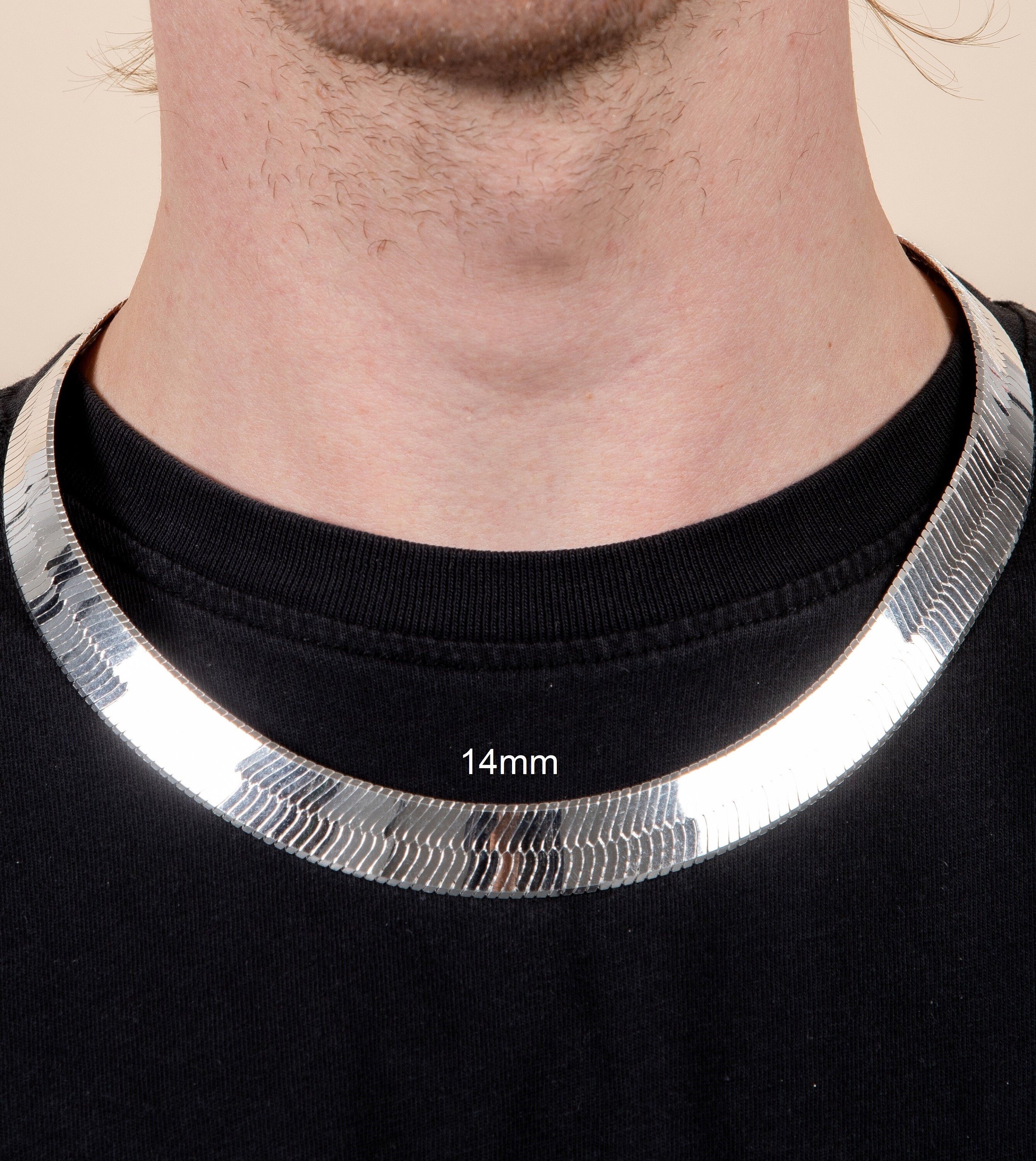 Mens silver deals herringbone necklace