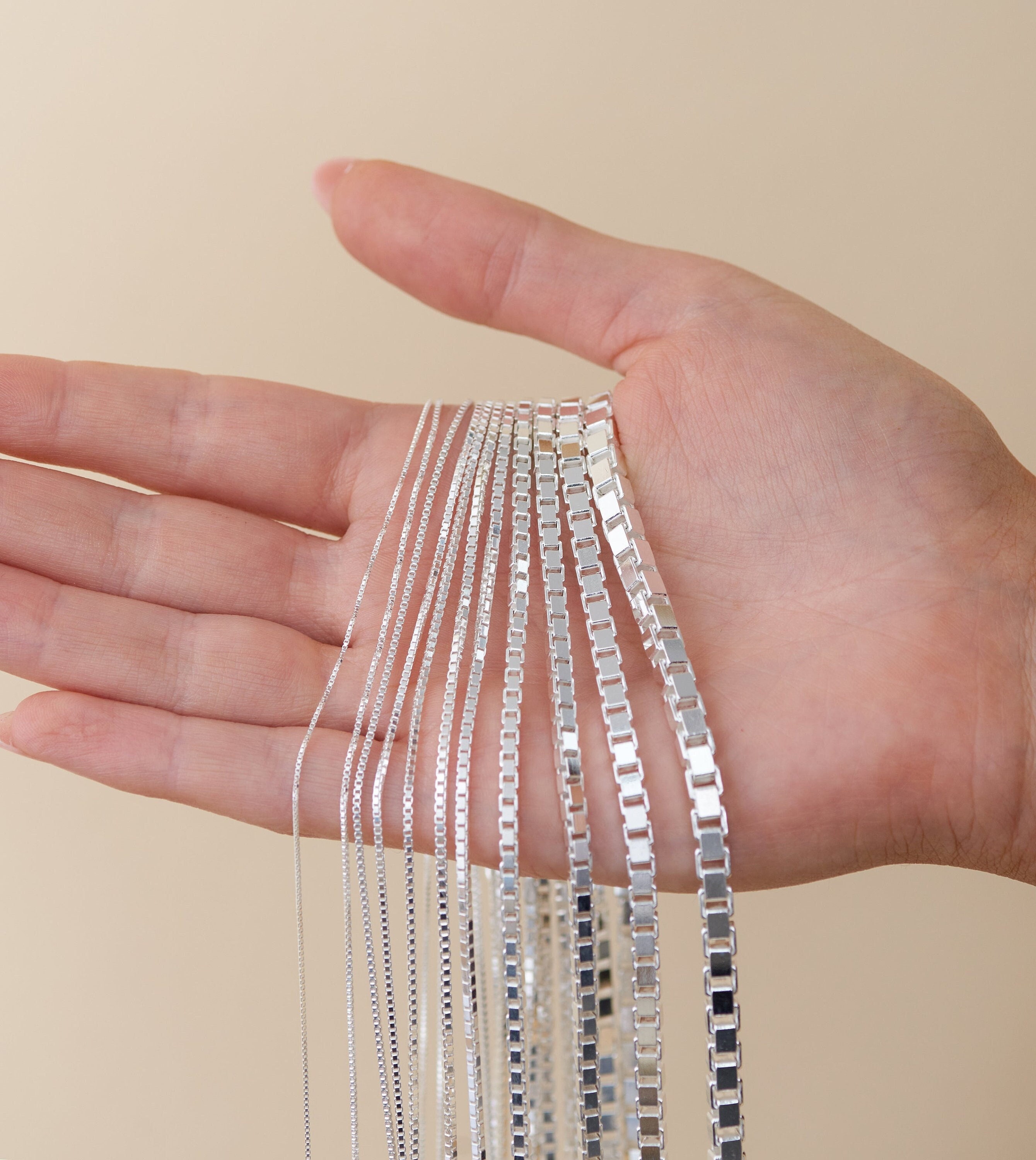 Silver Box Chain Necklace / 925 Sterling Silver / Dainty Etsy