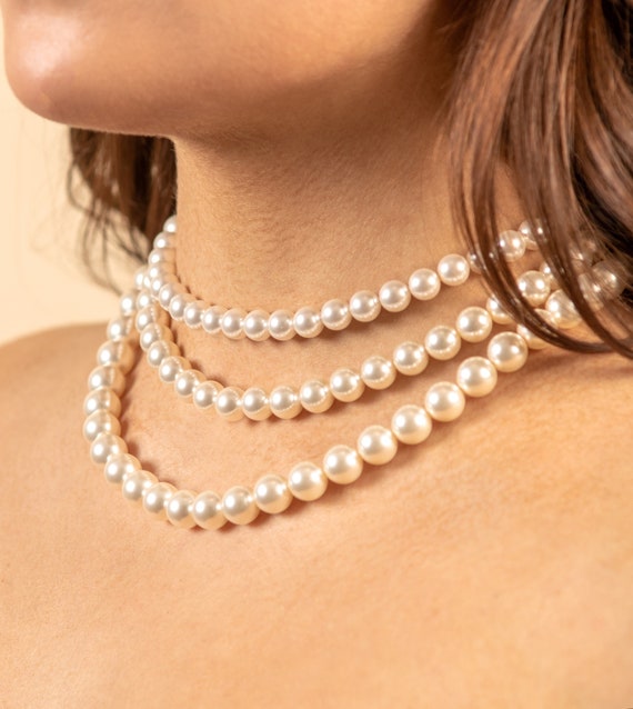 Solid 14k Gold Pearl Strand Necklace 8mm 9mm 10mm 14 16 18 20