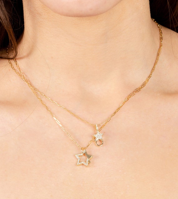 Diamond Lobster Clasp Link Necklace Rose Gold