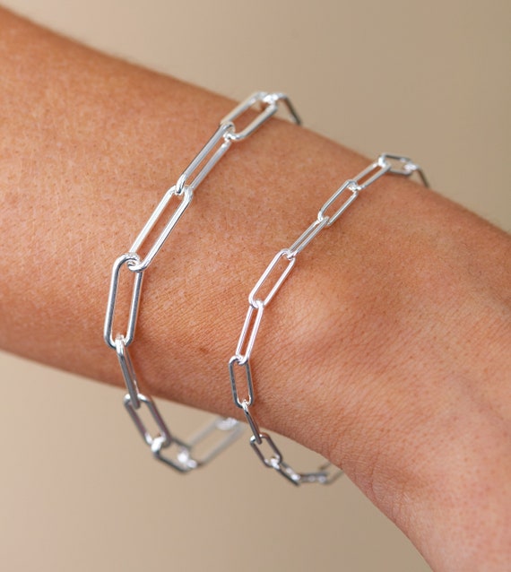 Sterling Silver Paper Clip Chain Bracelet