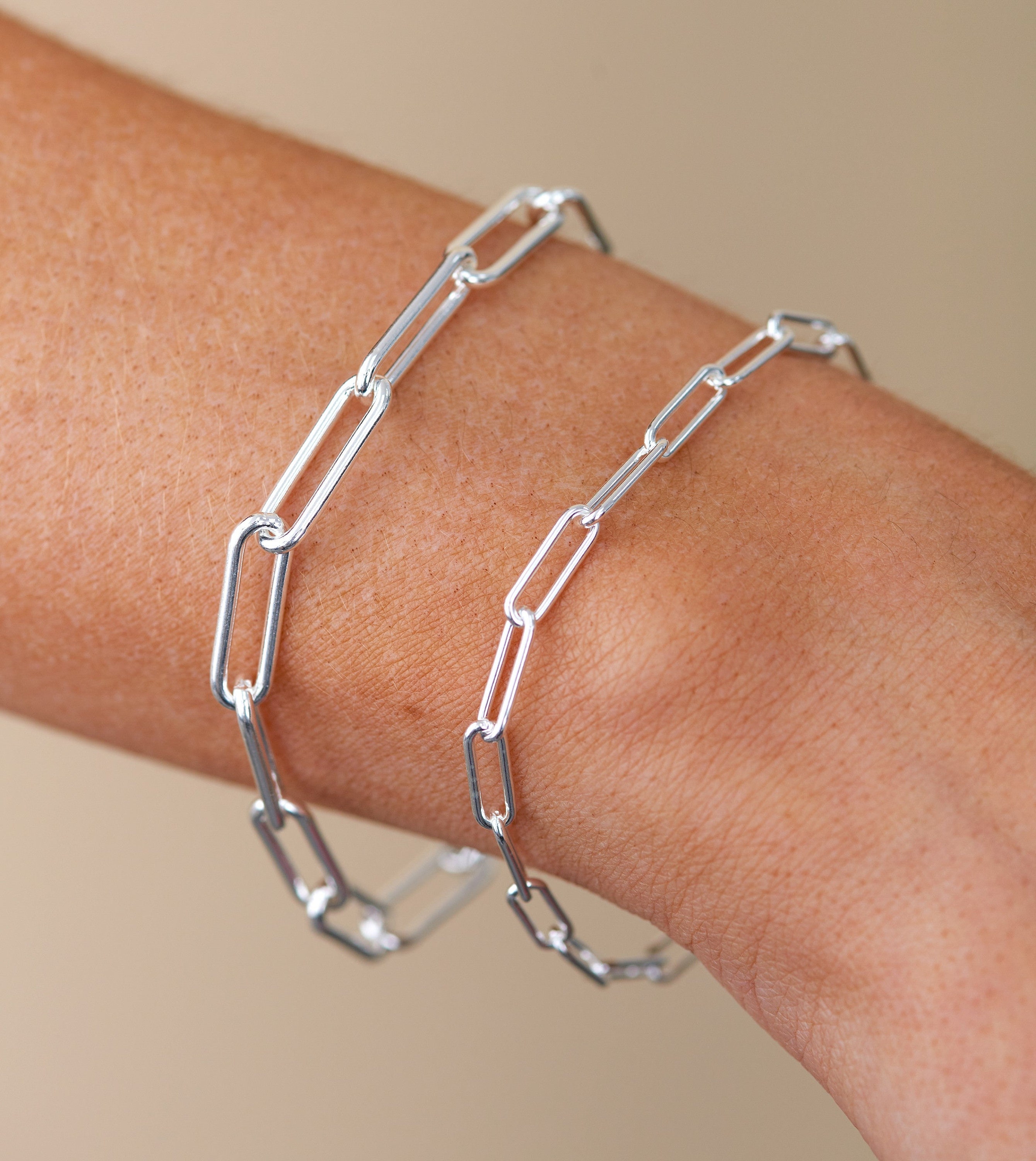 Silver Paperclip Link Chain Bracelet