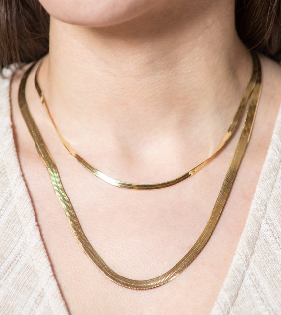 Herringbone Necklace / 14k Gold Plated 