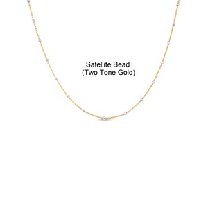 14k Dainty Chain Necklace / Solid 14k Gold / Two Tone / Satellite ...