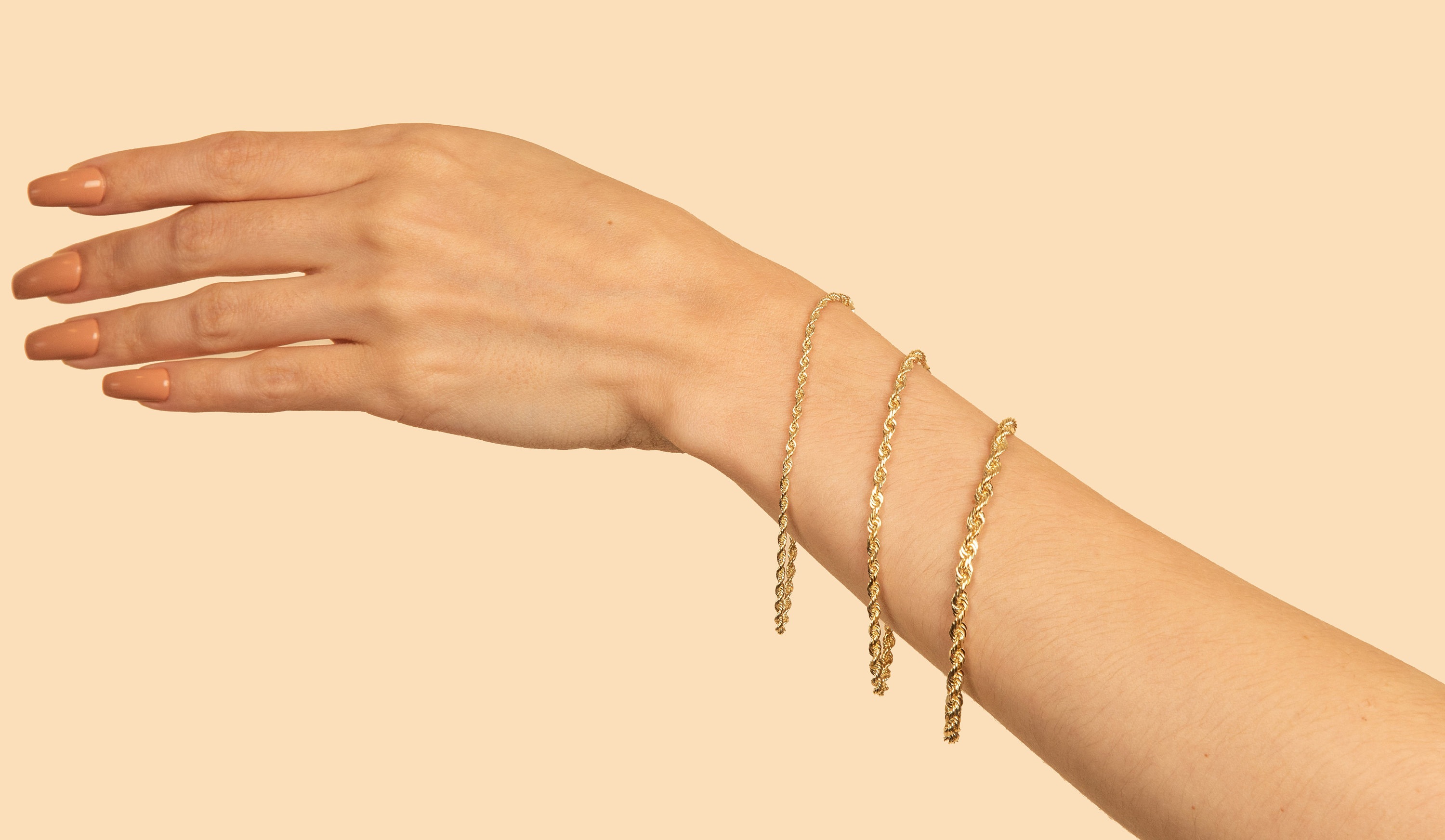Solid 14k Gold Rope Chain Bracelet / 3mm 4mm 5mm / 7 8 Inch Etsy