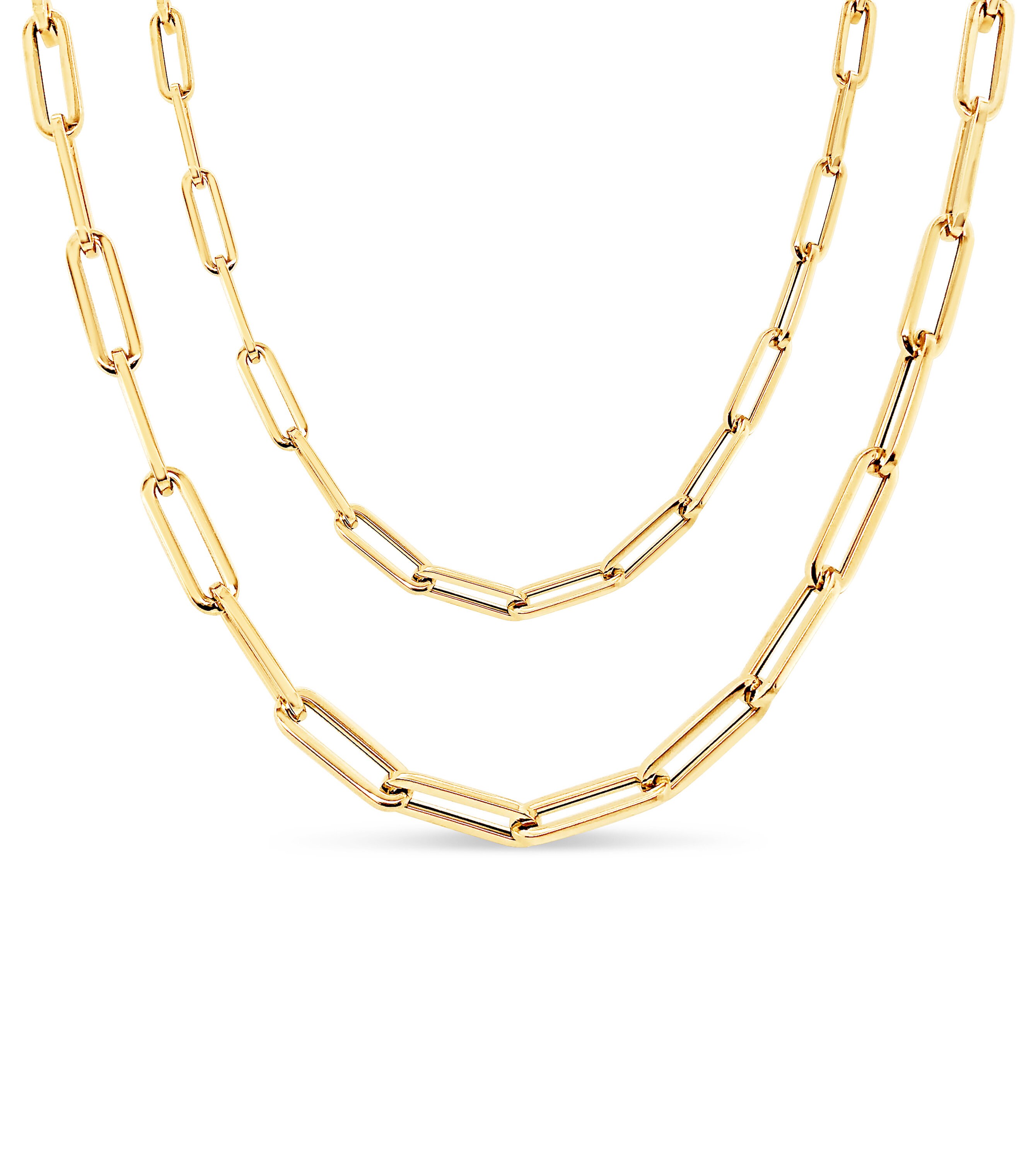 14k Paper Clip Necklace / 14k Solid Gold / Oval Link Chain / Etsy