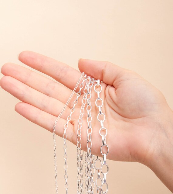 Silver Romy Chain Necklace Solid 925 Sterling Silver Romy Rolo