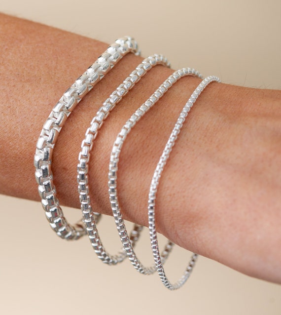 Sabrina Silver Sterling Silver Heavy BOX Chain Bracelets for Men & India |  Ubuy