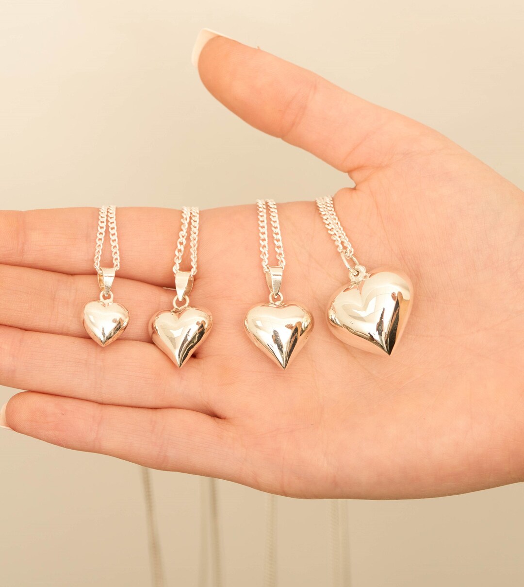 Sterling silver puffed shop heart charm