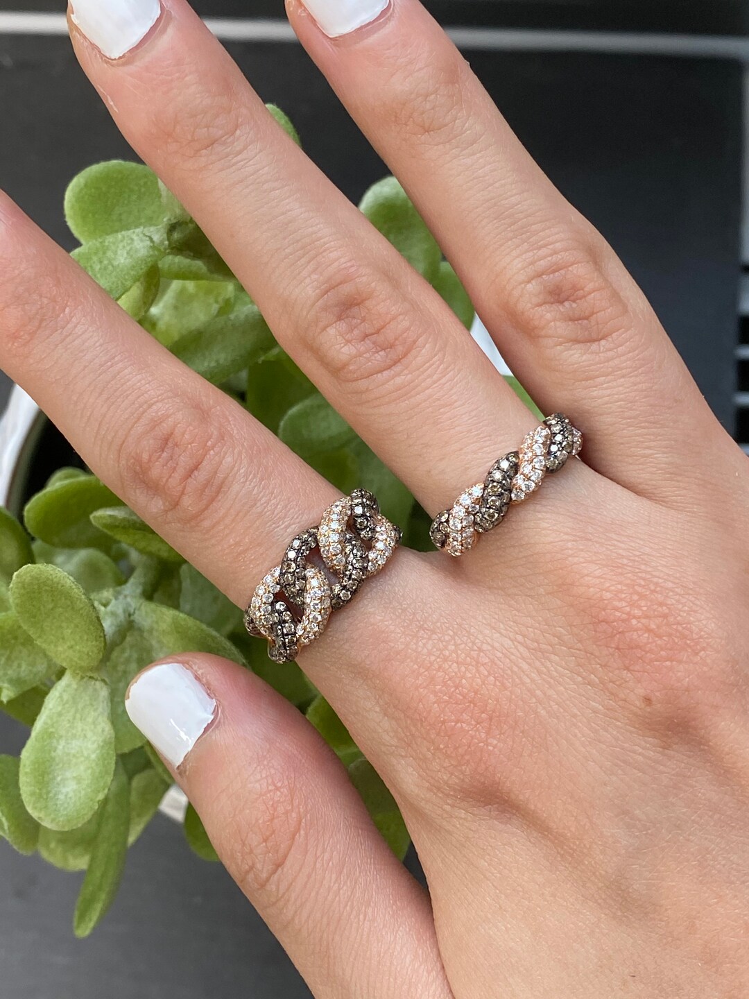 Diamond Link Ring / 18k Rose Gold / Diamond Link Wedding Ring Etsy