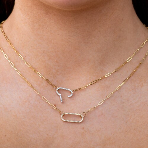 Diamond Oval Connector Clasp / Solid 14k Gold / Yellow Rose Etsy